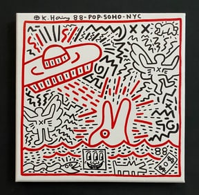 Keith Haring 88 American 1958-1990 Painting on Canvas - NYC POP SHOP