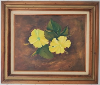 Original Oil Painting On Canvas Signed Flower.