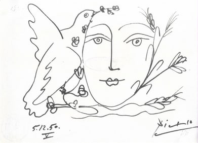 Pablo Picasso Fine Art Print. Ink on Paper.Embossed Stamp