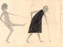 Bill Traylor Outsider Folk Art Painting on Paper