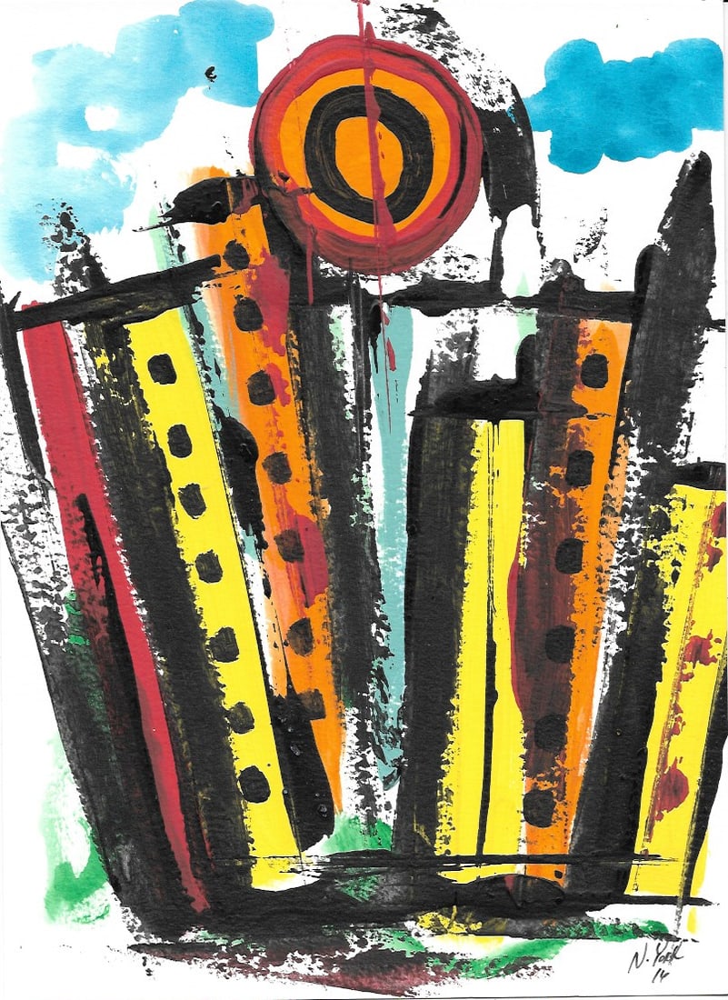 Original Abstract NYork Geometric Expressionis Painting (1 of 2)