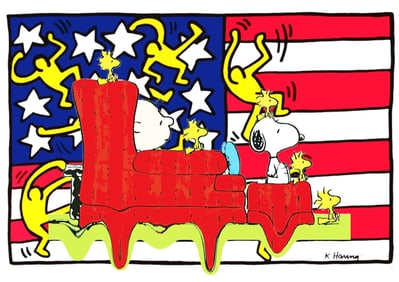 Large Pop Art Lithograph Print  USA Flag  W/COA
