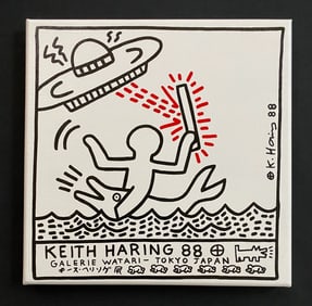 Keith Haring 88 American 1958-1990 Painting on Canvas - Galerie Watari NYC POP SHOP