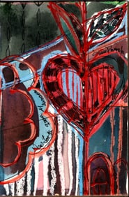 Original J. Rivera. Mixed Media Art Painting On Paper