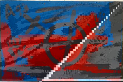 Signed Tapies 1993 Vintage Abstract Painting Canvas