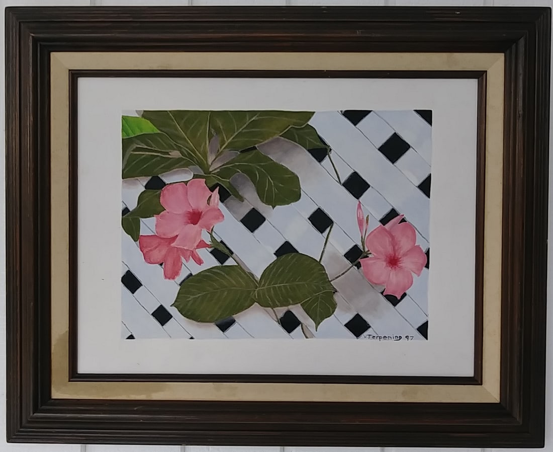 Pink Flower Oil Painting Framed (1 of 4)