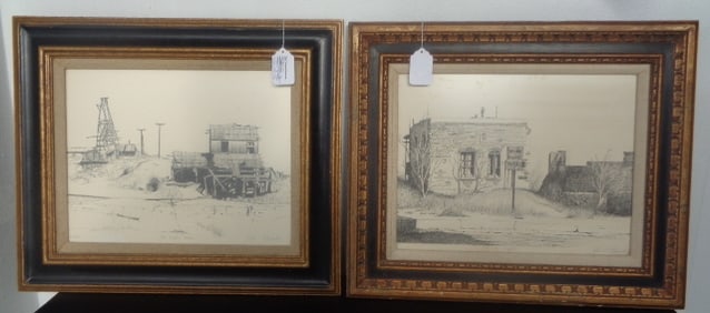 Lot of 2 Pencil Signed, John T. Fitzgerald Engraving Painting