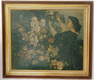 The Trellis By Gustave Courbet Vintage Lithograph