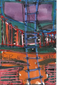 Original J. Rivera. Mixed Media Art Painting On Paper