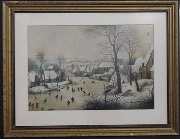 Vintage Original American Regionalism Print Framed.