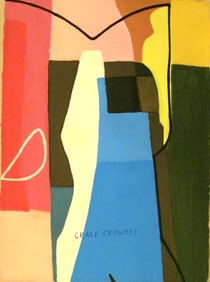 Vintage Abstract Canvas Signed Grace Crowley , Modern Art 20th Century