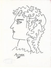 Pablo Picasso Fine Art drawing/print Ink on Paper.Embossed Stamp