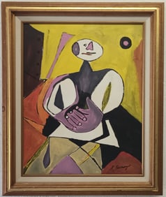 Abstract Painting on Masonite Signed R Tamayo