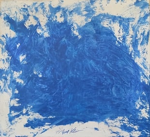 Vintage Yves Klein Signed Monochrome Blue Oil Painting on Canvas - French Modern Art