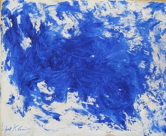Vintage Yves Klein Signed Monochrome Blue Oil Painting on Canvas - French Modern Art