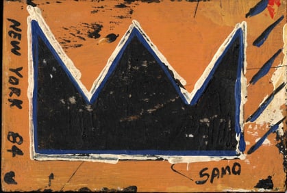 1984 JEAN-MICHEL BASQUIAT: CROWN NY, ORIGINAL RARE ART-PAINTING SOUVENIR SUBWAY