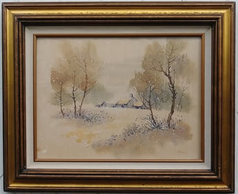Vintage Signed Watercolor Painting Framed