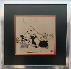 Vintage 1955 Cartoon Art Ink Drawing by Mike Birzon