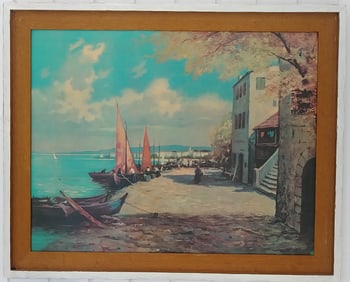 ITALY OIL PAINT PRINT ON CANVAS FRAMED.
