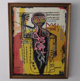 J-M-B Painting - 1982 Versus Medici Painting Framed .Self Portrait Painting Framed