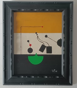 Vintage Abstract Painting Signed Vp (Pasmore)