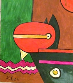 Vintage Abstract Canvas Signed Klee, Modern Art 20th Century