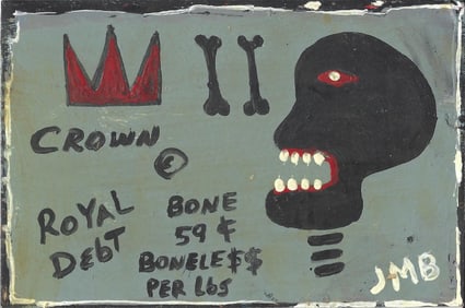 1984 JEAN-MICHEL BASQUIAT: SKULL NY, ORIGINAL RARE ART-PAINTING SOUVENIR SUBWAY