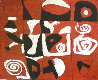 Signed Klee Abstract Expressionism Painting On Canvas