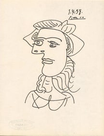 Pablo Picasso Fine Art drawing/print Ink on Paper.Embossed Stamp.`GALLERY COLLECTION PICASSO STAMP