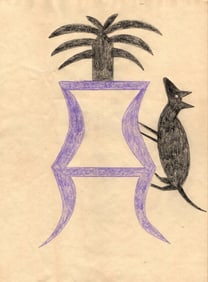Bill Traylor Outsider Folk Art Painting on Paper
