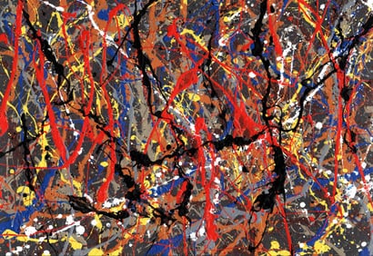 Jackson Pollock Abstract Painting on Paper 18 x 12.