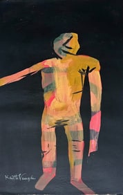 Vintage Abstract Painting Signed Keith Vaughan, Modern Art