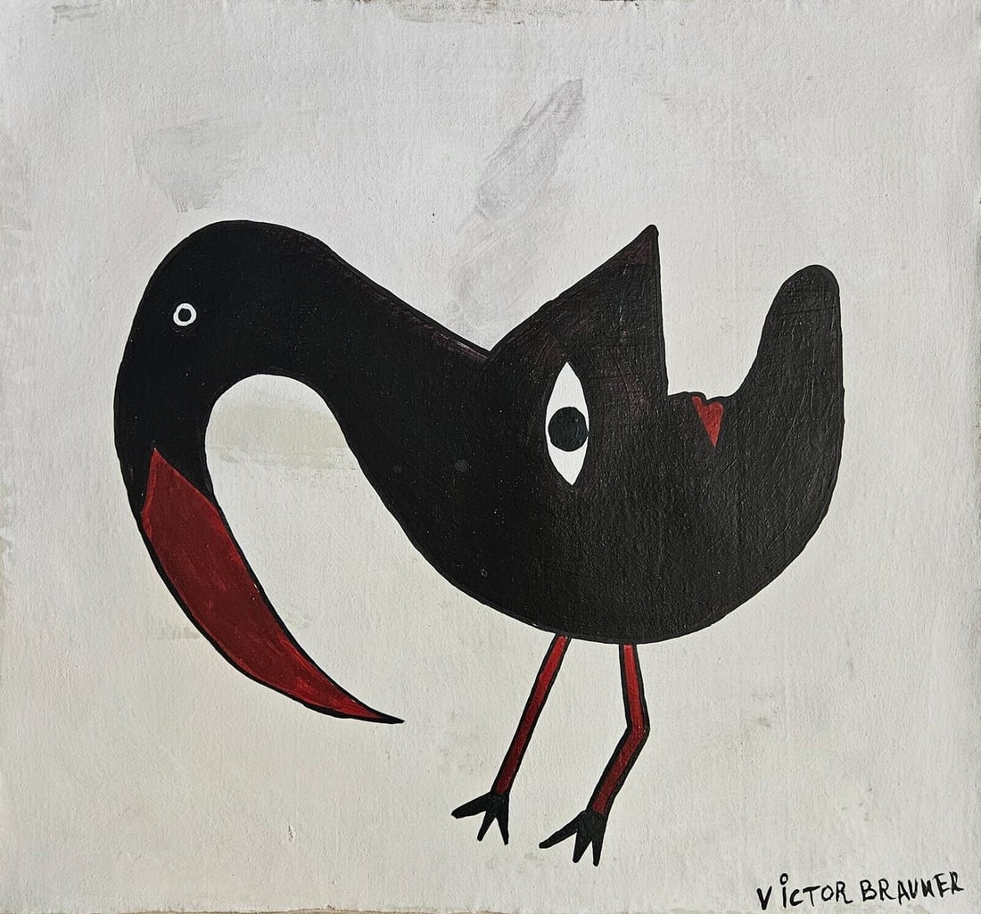 Vintage Abstract Canvas Signed Victor Brauner, Modern Art: Vintage Abstract Canvas Signed Victor Brauner, Modern Art. Approx Canvas SIze: 21 1/2 x 19 inches. See Photos as part of the description. Sold in the style of, After. Good vintage condition . We pack