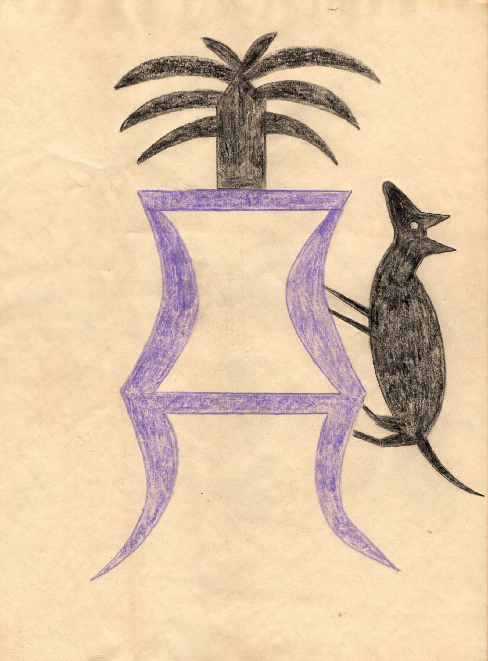 Bill Traylor Outsider Folk Art Painting on Paper: Bill Traylor Outsider Folk Art Painting on Paper.Approx Painting: 11 x 8 inches..This Lot has no established documentation. Therefore it is described in this catalog as in the manner of artist After ,