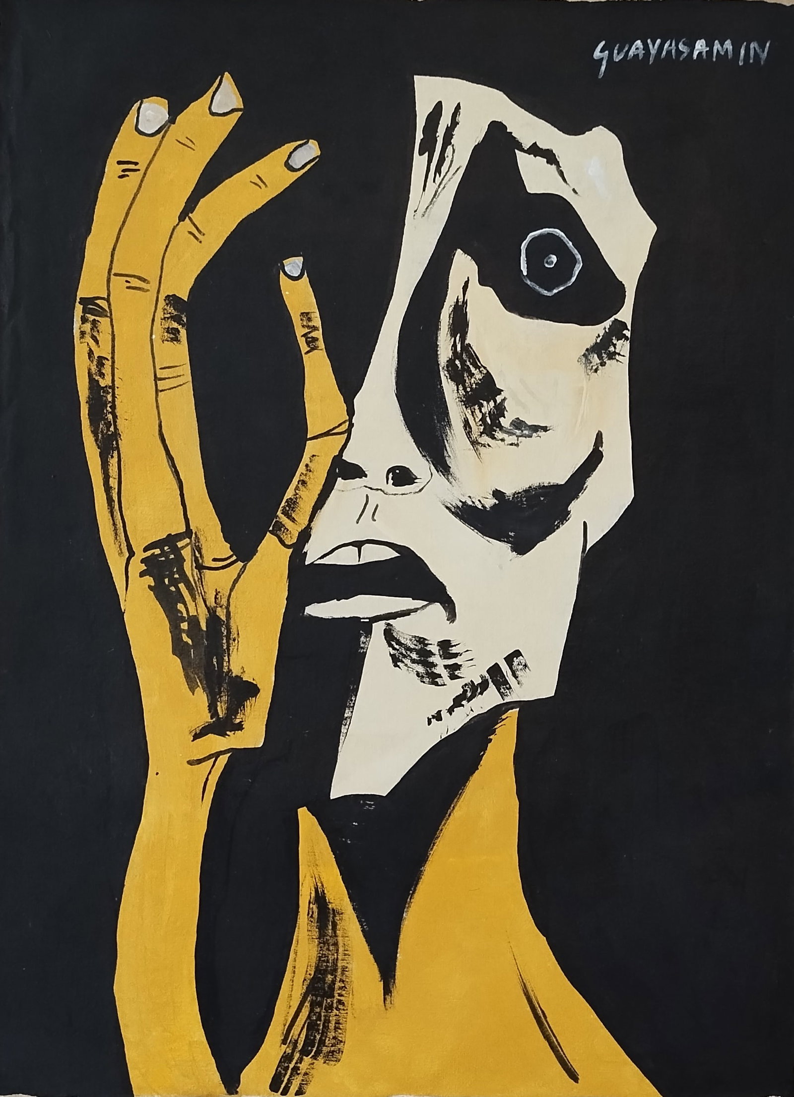 Signed Guayasamín 20th Century Modern Painting on Canvas.: Signed Guayasamín20th Century Modern Painting on Canvas. Artwork Dimensions: Canvas Size: 23 x 18 inches. Painting Size: 20 x 15 inches. Oswaldo Guayasamín Calero was an Ecuadorian painter and sculp