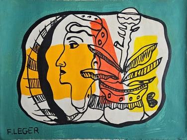 Abstract Painting on Canvas Signed  F. Leger Modern Art Painting