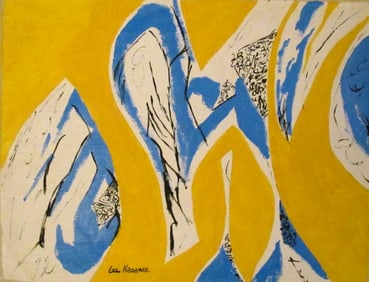 Vintage Abstract Painting on Canvas Signed -  Lee Krasner , Modern Art