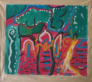 Vintage Abstract Painting Signed Arie Smit, Modern Art