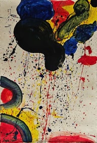 Abstract Painting on Canvas Signed Sam Francis Modern Art Painting