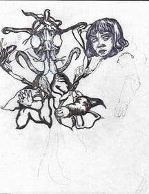 Rare ink Drawing Surrealism Painting
