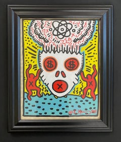 Keith Haring 88 Painting on Paper SIGNED