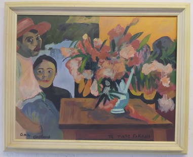 Signed Paul Gauguin "Te Tiare Farani" Painting on Canvas Framed.: Signed Paul Gauguin "Te Tiare Farani" Painting on Canvas Framed. Size: 29 x 22 x 2 inches. . It is being sold in the manner or style of the artist after, declared as a copy in accordance with the rule