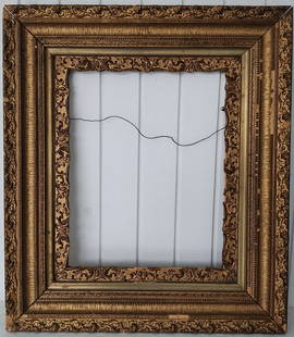 Antique 19th C Victorian Ornate Picture Frame W/ Carved Gilt Wood & Gesso: Antique 19th C Victorian Ornate Picture Frame W/ Carved Gilt Wood & Gesso Approx Size: Opening 16 X 20 inches Overall Size: 27 x 30 1/2 Inches Moulding Wide: 6 inches This item is a original antique w