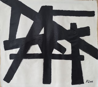 Signed Kline Abstract Expressionism Painting On Canvas