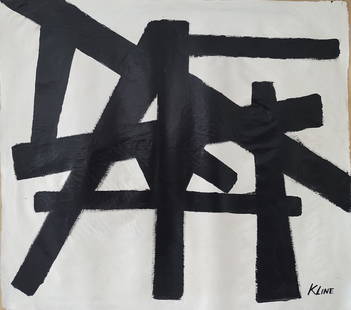 Signed Kline Abstract Expressionism Painting On Canvas: Signed Kline Abstract Expressionism Painting On Canvas. Approx Canvas Size: 26 x 24 inches - Painting Size:23 x 21 inches.See Photos as part of the description. Good vintage condition.It is being sold