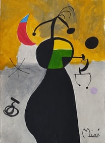 Signed Joan Miró 20th Century Modern Painting on Canvas.