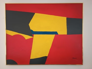 XXL Signed Poliakoff. Abstract Expressionism Composition Painting On Canvas.