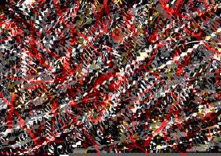 Jackson Pollock Abstract Painting on Cardboard.: Jackson Pollock Abstract Painting on Cardboard.Masterfully executed using acrylic on cardboard, the technique employed in this piece resonates with the unique and influential style of Jackson Pollock,