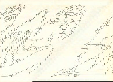 Pablo Picasso Fine Art drawing/print Ink on Paper.Embossed Stamp