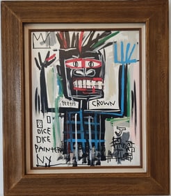 Vintage Iconic Jean-Michel Basquiat Self Portrait Manhattan NYC 1982 Painting.